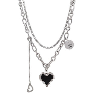 New Senior Fashion Women Pendant Necklaces Fine Double Link Chain Metal Heart Party Necklace Jewelry Gift ALODIA STORE