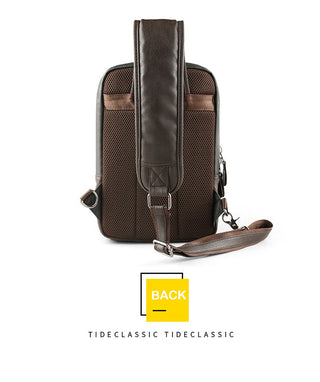 Scione Men Leather Backpacks Waterproof Chest Crossbody Bags Fashion Outdoor Business Casual Bag With Earphone Hole ALODIA STORE