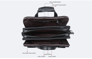 Large Men Leather Handbgs Male Genuine Leather Business Travel Brifcases Bag Men's 15.6 Inch Laptop Shoulder Bag Business A4 Bag ALODIA STORE