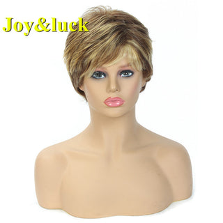 Short Ombre Blonde Wig Synthetic Bob Straight Hair With Bangs Women Natural Daily Wear Wig ALODIA STORE