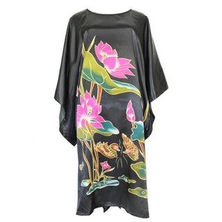 Sexy Female Silk Rayon Robe Bath Gown Nightgown Summer Casual Home Dress Printed Loose Sleepwear Plus Size Nightwear Bathrobe ALODIA STORE