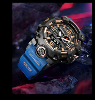 SMAEL Men Sport Watches Dual Time Digital Watch Quartz 50m Waterproof Watch Led Military Watch Sport 8035 Men Watches Wristwatch ALODIA STORE