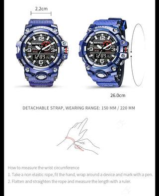 SMAEL Men Sport Watches Dual Time Digital Watch Quartz 50m Waterproof Watch Led Military Watch Sport 8035 Men Watches Wristwatch ALODIA STORE