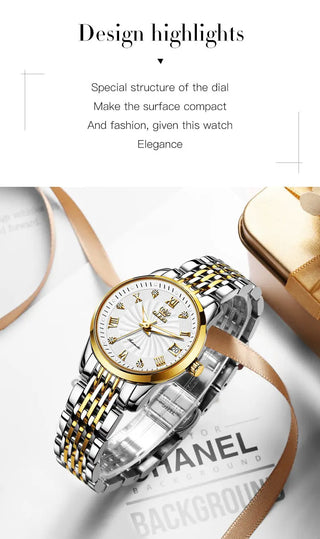 OLEVS Luxury Brand Ladides Automatic Mechanical Wristwatch Waterproof Stainless Steel Simple Watch For Women Gift for girl ALODIA STORE
