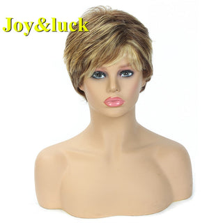 Short Ombre Blonde Wig Synthetic Bob Straight Hair With Bangs Women Natural Daily Wear Wig ALODIA STORE