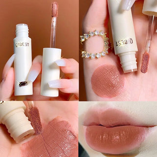 QIBEST Lip Gloss 8 Colors Nude Matte Chocolate Lipstick Waterproof Long Lasting Women Red Lip Tint Velvet Lip Glaze Cosmetics ALODIA STORE