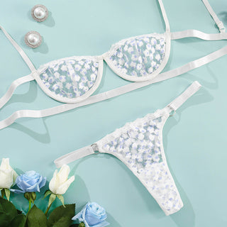 New Sexy Lingerie Bra Set Floral Women's Underwear Set Embroidery See Through Bra and Panties Push up Bralette Lenceria Lingerie ALODIA STORE