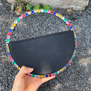 Luxury Colored Diamond Half Moon Women Purses and Handbags Evening Bag Serpentine Designer Party Clutch Bag Chic Wedding Bag ALODIA STORE