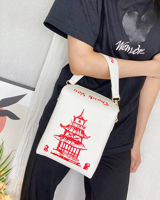 ENJOININ Chinese Takeout Box Purse Pu Leather Women ALODIA STORE