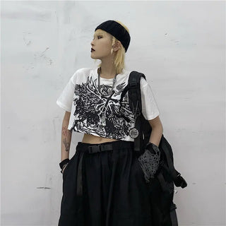 Gothic Style Crop Top Harajuku Graphic T Shirt for Women Ulzzang Korean Tshirt Summer Tee Croptop Goth Clothes Short Sleeve y2k ALODIA STORE