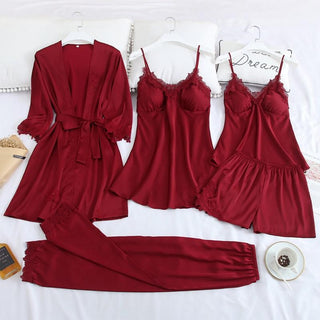 Sexy Lady Women Satin Short Kimono Robe Pajamas Bathrobe Print Floral Sleepwear Soft Wedding Bride Bridesmaid Homewear ALODIA STORE
