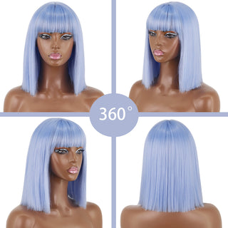 Short straight orange wig with bangs synthetic fiber wig African American white female cosplay/party/daily wig ALODIA STORE