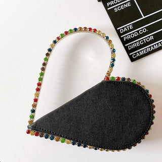 Luxury Colored Diamond Half Moon Women Purses and Handbags Evening Bag Serpentine Designer Party Clutch Bag Chic Wedding Bag ALODIA STORE