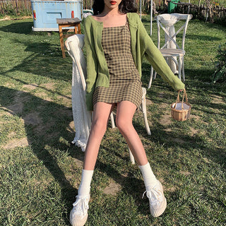 Spring dress Koreastyle versatile avocado fruit green dress ALODIA STORE