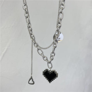 New Senior Fashion Women Pendant Necklaces Fine Double Link Chain Metal Heart Party Necklace Jewelry Gift ALODIA STORE
