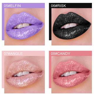QIBEST 12 Colors Shimmer Liquid Lipstick Diamond Lip gloss Cosmetic Lip Tint Glitter Waterproof Moisturizer Makeup Lip Gloss ALODIA STORE