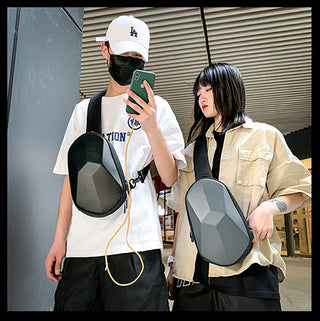 Fashion Chest Bag Men Universal Polyhedron Diagonal Hard Shell Waterproof Function Backpack Riding Couple Shoulder Bag ALODIA STORE