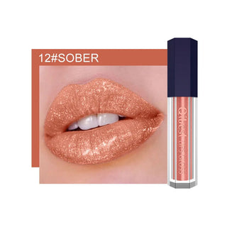 QIBEST 12 Colors Shimmer Liquid Lipstick Diamond Lip gloss Cosmetic Lip Tint Glitter Waterproof Moisturizer Makeup Lip Gloss ALODIA STORE