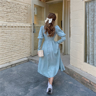 Solid Elegant Dress Women Winter Patchwork Lace ALODIA STORE