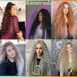 Full Star Crochet Hair Pink Ombre Blonde Ocean Wave 32 Inch Synthetic Hair 100g Soft Braiding Hair Extensions Deep Wave Twist ALODIA STORE