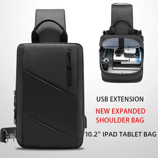 EURCOOL Crossbody Bag Men USB Charging Chest Pack Travel Water Repellent Hand Casual Shoulder Bag Male Purses сумки на плечо ALODIA STORE