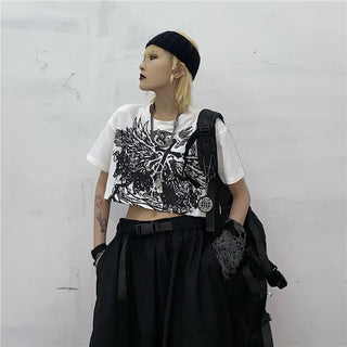 Gothic Style Crop Top Harajuku Graphic T Shirt for Women Ulzzang Korean Tshirt Summer Tee Croptop Goth Clothes Short Sleeve y2k ALODIA STORE