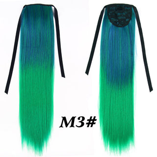 Synthetic Ponytails 20Inch Long Straight  Pony Tail Hair Extensions Drawstring Ponytail Clip In Fake Hair Tail Ombre ALODIA STORE