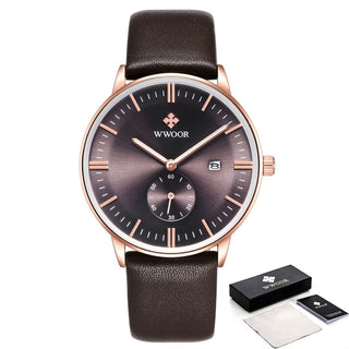 Famous Brand WWOOR Watch Men Luxury Casual Quartz Watches For Men Sports Business Leather Wrist Watch Men Relogio Masculino ALODIA STORE