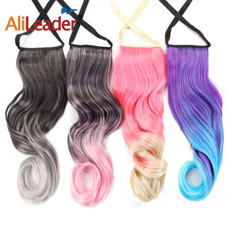 Synthetic Ponytails 20Inch Long Straight  Pony Tail Hair Extensions Drawstring Ponytail Clip In Fake Hair Tail Ombre ALODIA STORE