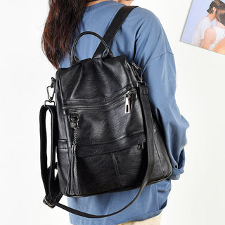 New Women Backpacks Soft Leather Fashion Casual Tassel ALODIA STORE