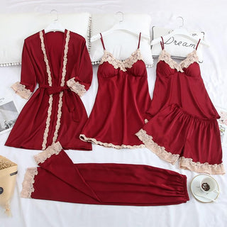 Sexy Lady Women Satin Short Kimono Robe Pajamas Bathrobe Print Floral Sleepwear Soft Wedding Bride Bridesmaid Homewear ALODIA STORE