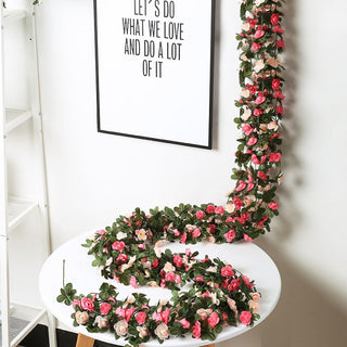Rose Artificial Silk Flowers Garland for Christmas Wedding Home Room Autumn Backdrop Decor Garden Arch Arrange Fake Plant Vine ALODIA STORE