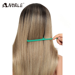 Noble Synthetic Lace Front Wig Long straight Hair 28 Inch Natural Wig Ombre Blonde Wig Heat Resistant Fiber Wigs For Black Women ALODIA STORE