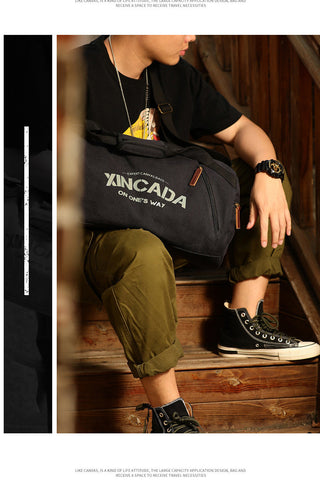 Male Large Capacity Canvas Travel Bags Men Fitness Sports Training Handbag With Shoes Pocket Black Khaki Shoulder Bag XA32M ALODIA STORE