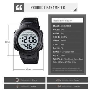 SKMEI Outdoor Sport Watch 100M Waterproof Digital Watch Men Fashion Led Light Stopwatch Wrist Watch Men's Clock Reloj Hombre ALODIA STORE