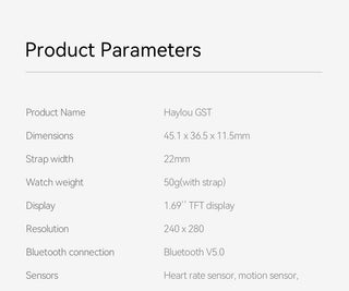 HAYLOU GST Smart Watch Men Women Watch Blood Oxygen Heart Rate Sleep Monitor 12 Sport Models Custom Watch Face Global Version ALODIA STORE