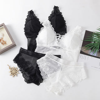 Fashion Female Bra Aet Sexy Lace Tube Top Women Gather Bra Panties Underwear Set ALODIA STORE