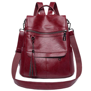 New Women Backpacks Soft Leather Fashion Casual Tassel ALODIA STORE