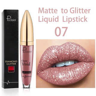Sexy Diamond Shimmer Glitter Lipg Loss Matte To Glitter Liquid Lipstick Waterproof Diamond Pearl Colour Lip Gloss Makeup Beauty ALODIA STORE