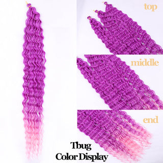 Full Star Crochet Hair Pink Ombre Blonde Ocean Wave 32 Inch Synthetic Hair 100g Soft Braiding Hair Extensions Deep Wave Twist ALODIA STORE