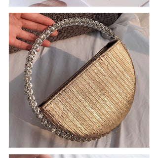 Luxury Colored Diamond Half Moon Women Purses and Handbags Evening Bag Serpentine Designer Party Clutch Bag Chic Wedding Bag ALODIA STORE