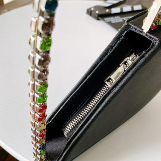 Luxury Colored Diamond Half Moon Women Purses and Handbags Evening Bag Serpentine Designer Party Clutch Bag Chic Wedding Bag ALODIA STORE