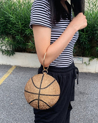 Luxury Basketball Diamond Party Evening Bag Purses and Handbag for Women Ball Shape Shoulder Bag Clutch Designer Crossbody Bag ALODIA STORE