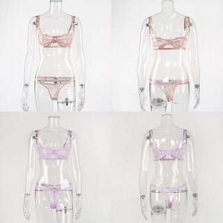 Ellolace Sexy Women's Underwear Lingerie See Through Bra Low Cup Lace Underwear Set Sexy Lingerie Set Bra And Panty Set alodia store