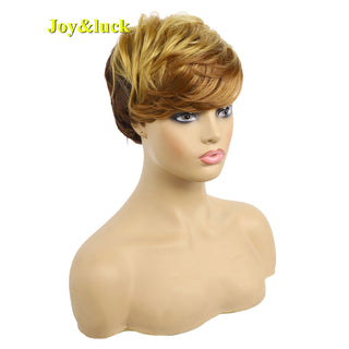Short Ombre Blonde Wig Synthetic Bob Straight Hair With Bangs Women Natural Daily Wear Wig ALODIA STORE