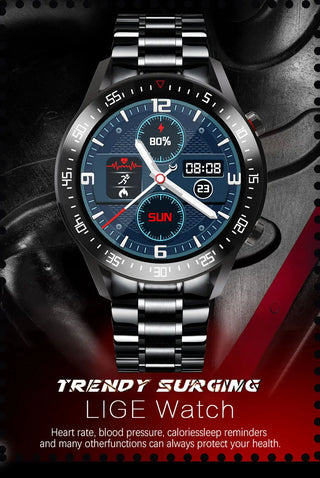 LIGE New Steel Band Digital Watch Men Sport Watches Electronic LED Male Wrist Watch For Men Clock Waterproof Bluetooth Hour ALODIA STORE