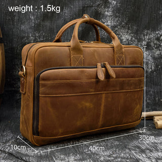 MAHEU Retro Laptop Briefcase Bag Genuine Leather Handbags Casual 15.6 Pad Bag Daily Working Tote Bags Men Male bag for documents ALODIA STORE