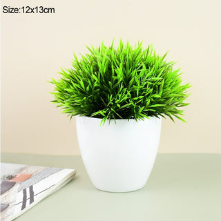 Artificial Plants Potted Green Bonsai Small Tree Grass Plants Pot Ornament Fake Flowers for Home Garden Decoration Wedding Party ALODIA STORE