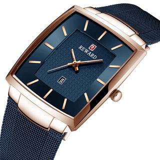 REWARD Top Brand Men's Watch Business Relogio Masculino Square Quartz Man Watch Men Wristwatch Full Steel Waterproof Male Watch ALODIA STORE