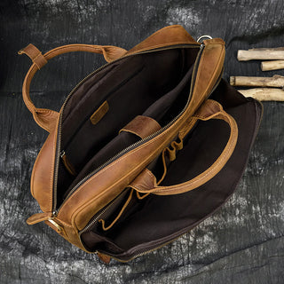MAHEU Retro Laptop Briefcase Bag Genuine Leather Handbags Casual 15.6 Pad Bag Daily Working Tote Bags Men Male bag for documents ALODIA STORE